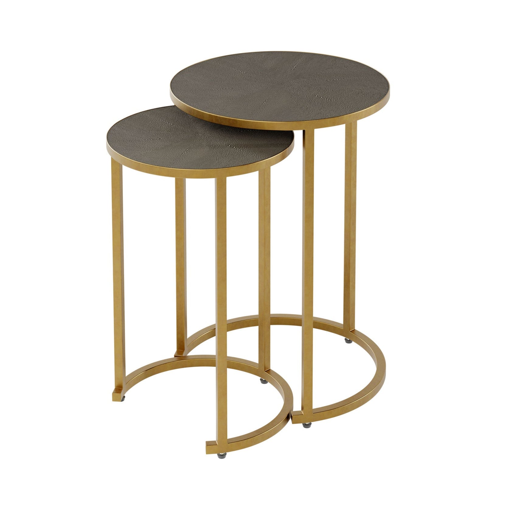 Set of 2 DI Designs Hampton Grey Shagreen & Gold Side Tables Nest