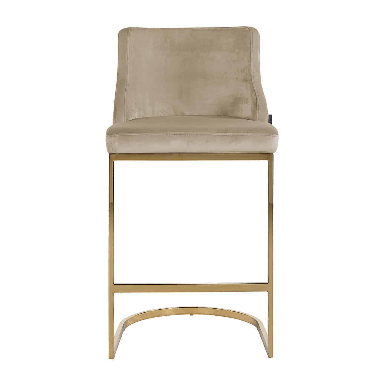 Bar stool Bolton khaki velvet / gold fire retardant (Quartz Khaki 903)