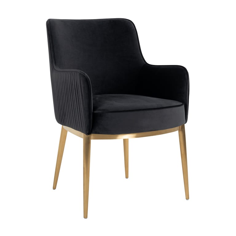 Chair Breeze Antracite velvet / brushed gold fire retardant (FR-Quartz 801 Antraciet)