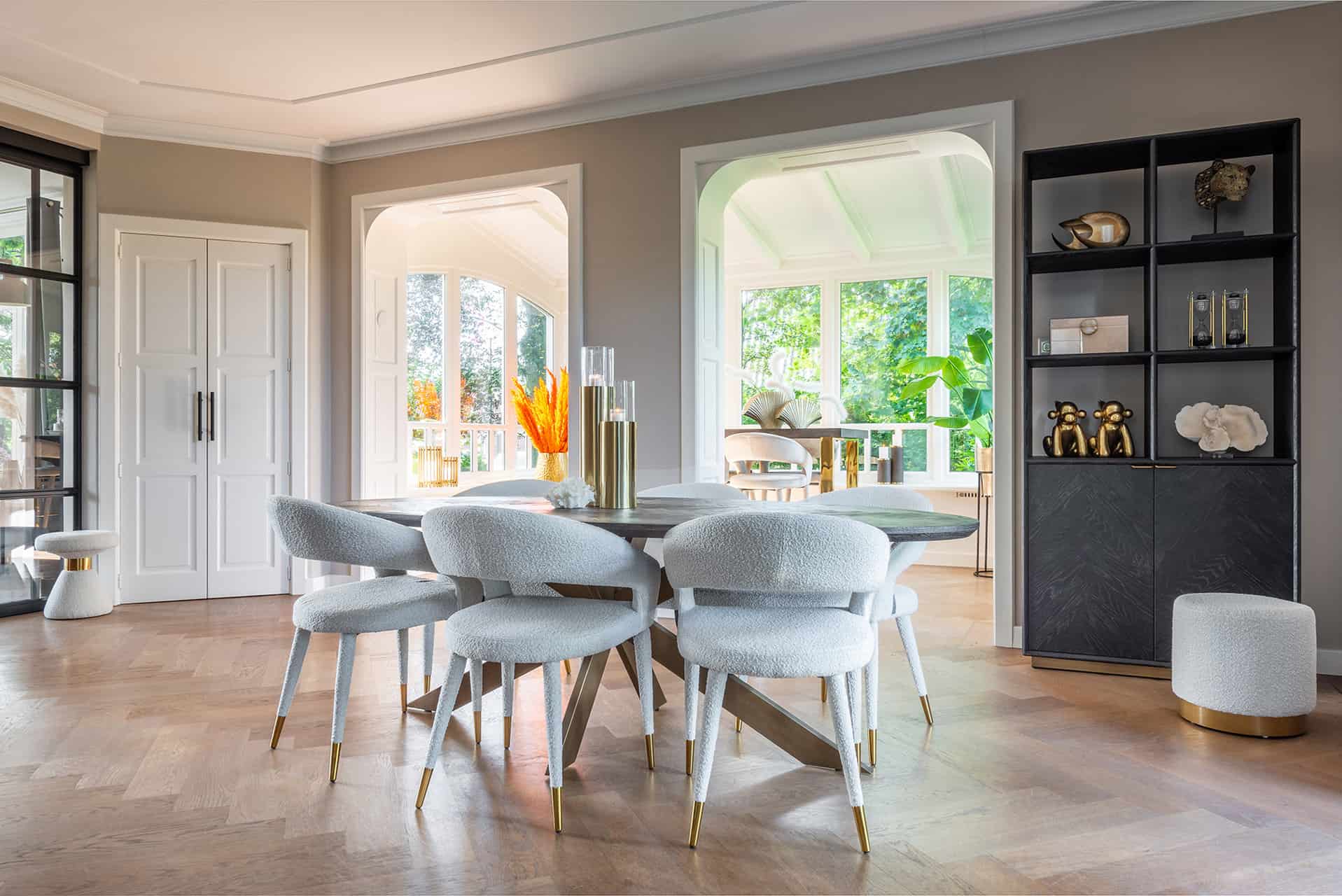 Bookcase Blackbone brass 2-doors (Black rustic)