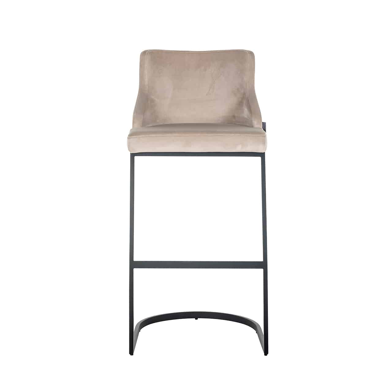 Bar stool Bolton khaki velvet / black fire retardant (FR-Quartz 903 Khaki)