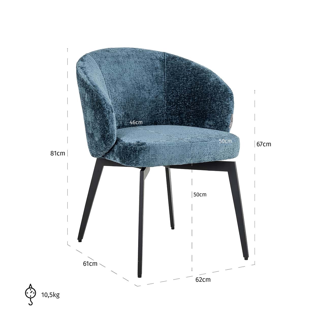 Chair Amphara blue chenille fire retardant