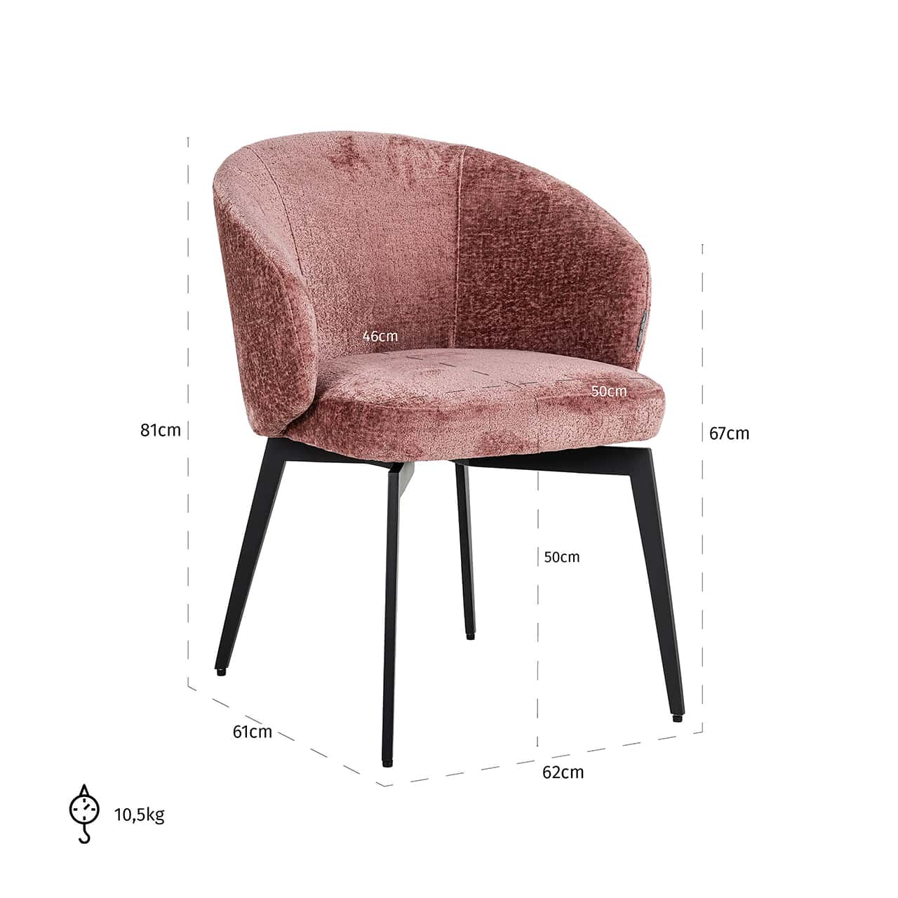 Chair Amphara rose chenille fire retardant