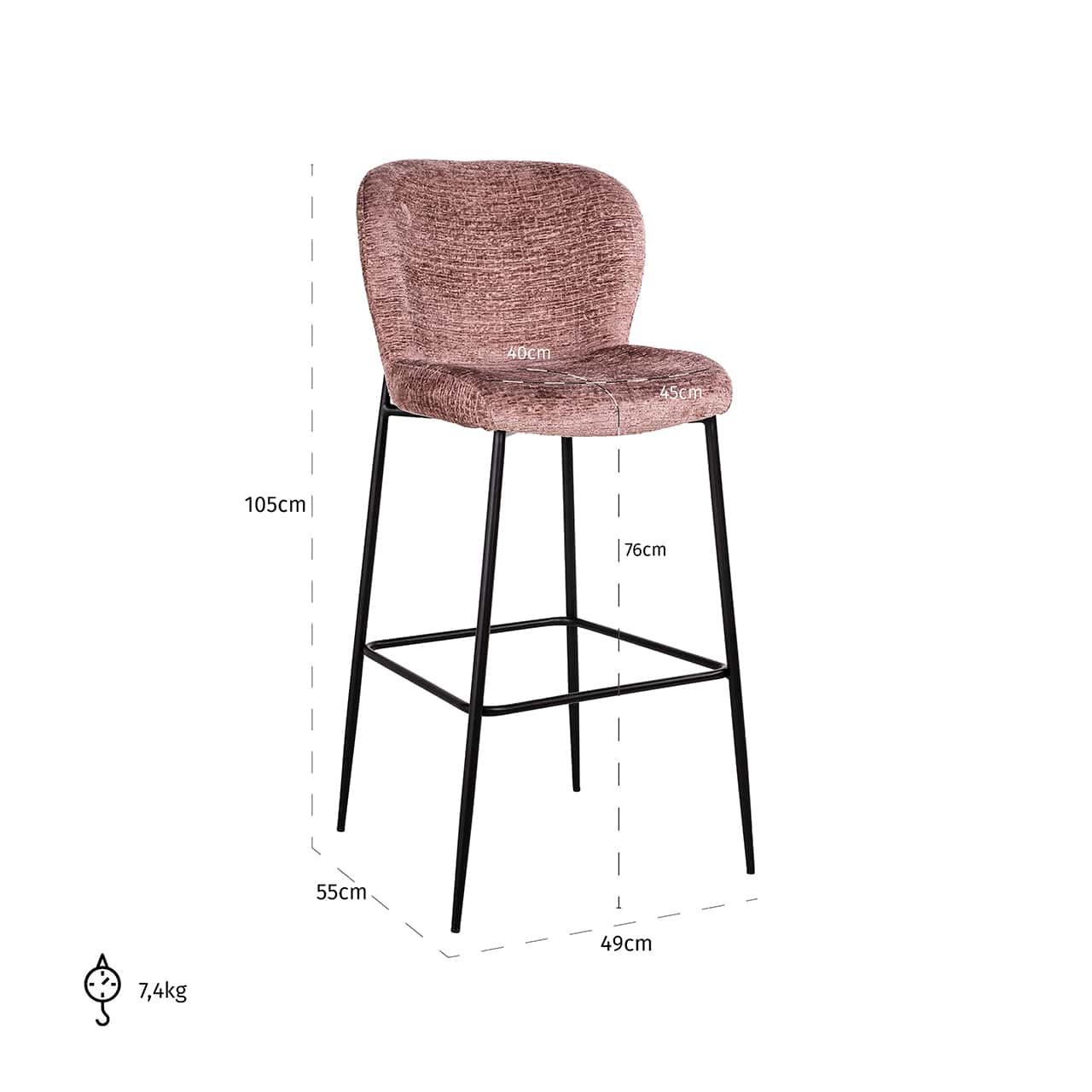 Bar stool Darby pale fusion fire retardant (FR-Fusion pale 200)