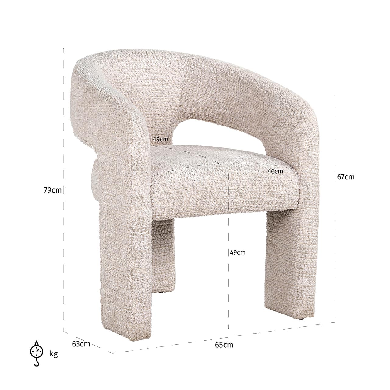 Chair Belle lovely cream fire retardant (Be Lovely 11 Cream)