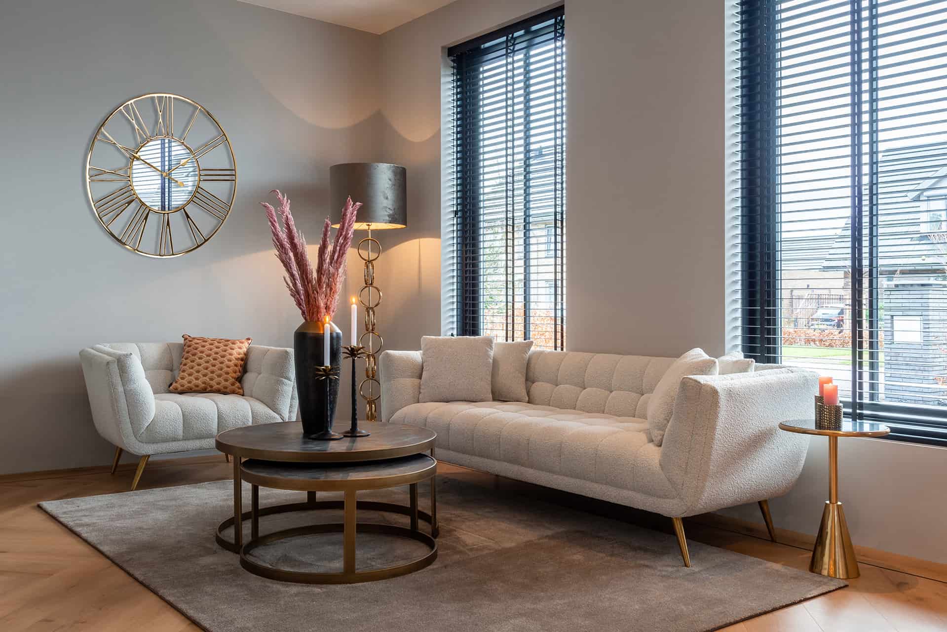 Coffee table Blackbone brass set of 2 (Black rustic)