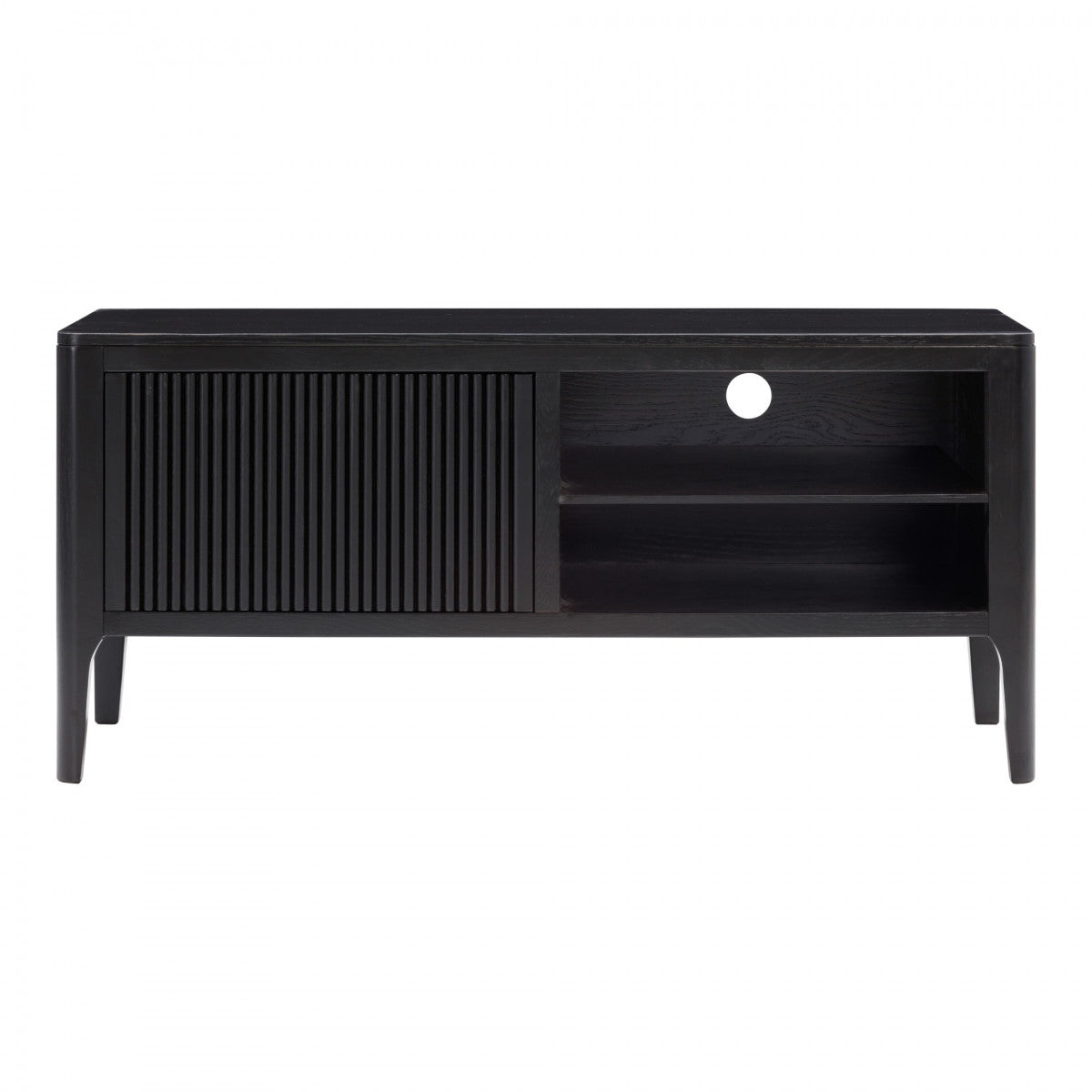 DI Designs Abberley Black Oak Wood Ribbed TV Unit