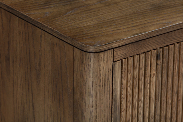 Tv Unit Ribbed Oak DI Designs Abberley Brown Oak Wood Ribbed TV Unit
