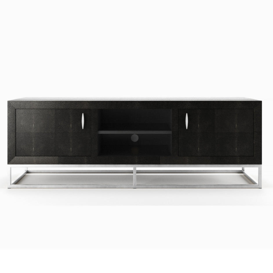 DI Designs Hampton Black Shagreen & Chrome TV Unit